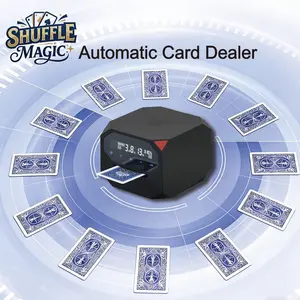 Vikye Automatic Shuffler and Dealer, Rechargeable 2500mAh Programmable Automatic Card Shuffler with Multi Player Modes for Bridge Sized Cards and Poker Games (Black)
