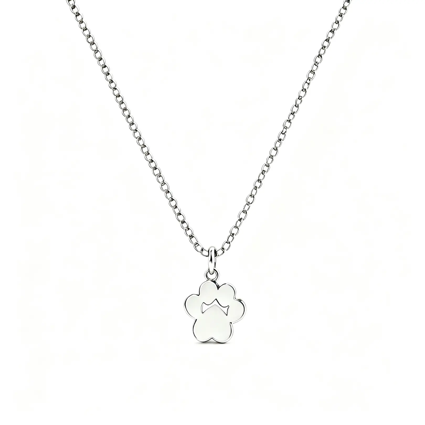 Pet Paw Print Hollow Pendant Necklace Stainless Steel Cat Dog Paw Memorial Necklace Dainty Jewelry Gift for Pet Lovers Women