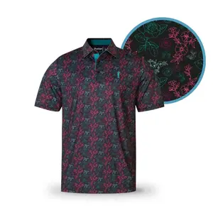 Neon Rose Men's Classic Polo Shirt with Collar and Button Placket in Neon Rose Pattern