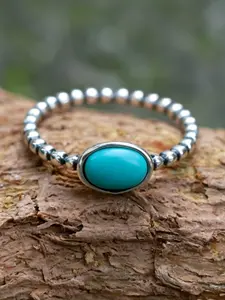 S925 Sterling Silver Boho Style Turquoise Decorated Ring, Fashion Jewelry for Party, Daily Clothing Decor, Trendy All-match & Exquisite Jewelry for Birthday Gift