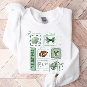 Coquette Philadelphia Sweatshirt, Doodle Football T-shirt, Game Day Hoodie, Girly Football Shirt, Gift for Philadelphia Fan