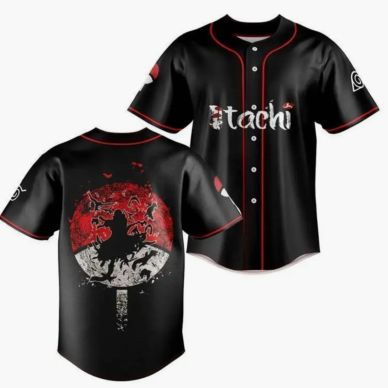 Full Print Uchiha #Itachi Naruto Baseball Jersey, Print Anime Baseball Jersey, Retro Trendy Anime Jersey Shirt, Stylish Jersey Outfit, Anime Baseball Jersey, Unisex Anime Shirt, Ideal Gift for Anime Lovers GO5