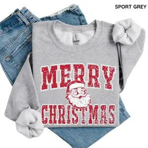 Merry Christmas Santa Sweatshirt, Retro Santa Claus Collage Sweater, Christmas University Shirt, Vintage Holiday Pullover Gift,  Breathable