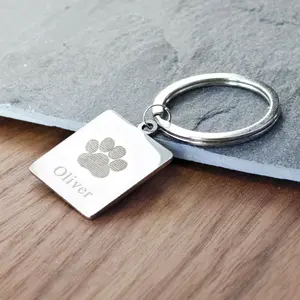 Personalized Custom Pet Paw Print & Name Keychain