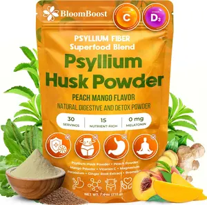 Psyllium Husk Powder | Tropical Flavored Psyllium Husk Powder for Digestive Health & Gut Support | Sugar Free Supplement for Keto & Vegan Diets | 30-Day Supply