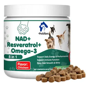 Dog Supplement Soft Chews, Chicken Flavor, with Nicotinamide Riboside, Resveratrol, Quercetin & Omega-3, Supports Daily Wellness, Immune Support & Skin Coat, 180G