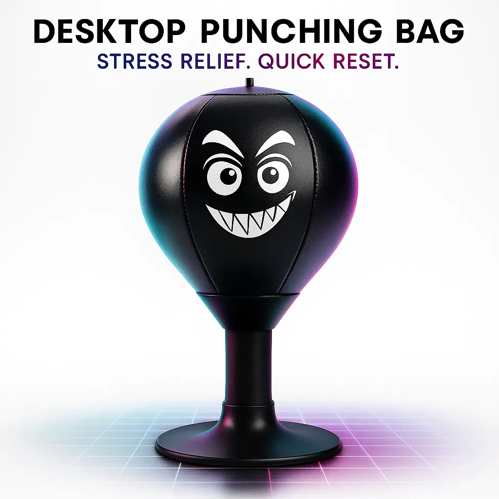 MifLog Desktop Inflatable BoxingBag -PU Leather Stress Relief Set withStrong Polyurethane Suction Cup, ReflexBall, Hand Pump, Needle - Gaming & OfficeDesk Use Gift for Teenage Boys (BoxingEquipment)