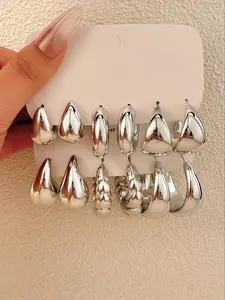 Women's Elegant Water Drop Shaped Hoop Earrings, Exquisite Trendy Earrings, Fashionable Jewelry for Women & Girls for Daily & Party Decoration, Statement Earrings