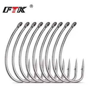 FTK Curved-Shank Carp Hooks, 50pcs, Barbless Fishing Hooks, Lure Hooks, Boxed, Saltwater Hooks, Long-Cast, Anti-Unhooking