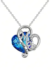 1 Pc Elegant Cubic Zirconia Love Heart Necklace Pendant For Women For Mother's Day Gift Party Jewelry