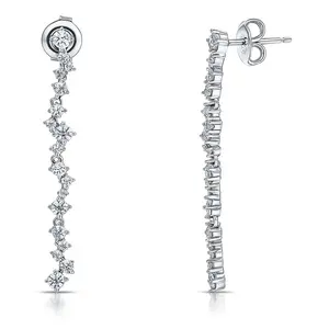Cluster Bar CZ Earrings in Sterling Silver
