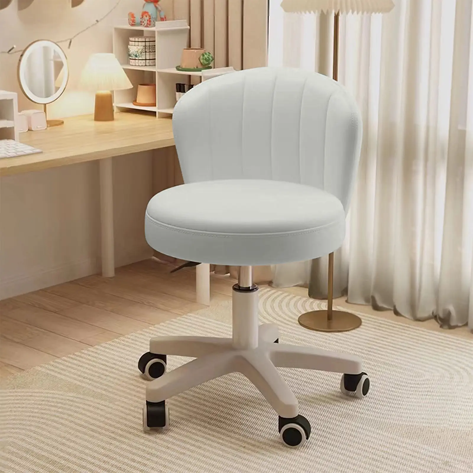 【Back To School】Indoor Furniture Chairs Height Adjustable Criss Cross Chair - Armless Desk Chair No Wheels Cross Legged Office Chair Wide Swivel Home