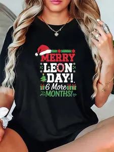 Unisex 100% Cotton Merry Leon Day Noel Backwards Funny Christmas Countdown T-Shirt Fun Festive Outfit – Eye-Catching Design, Everyday Casual, Street Style Tee