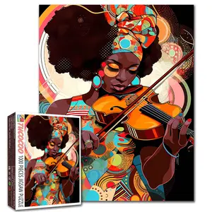 Tucocoo Butterfly Woman African Violinist 1000 Pieces Jigsaw Puzzle Artificial Relaxing Family Game for Stress Relief Brain Exercise Wall Art Decoration Ideal Gift for Adults and Seniors 27.5x20inch 70x50cm