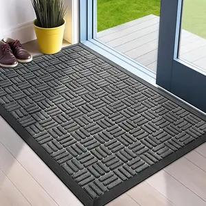 Front Door Mat - Heavy Duty Durable Welcome Mat for Indoor &  Waterproof & Super Absorbent, Grey