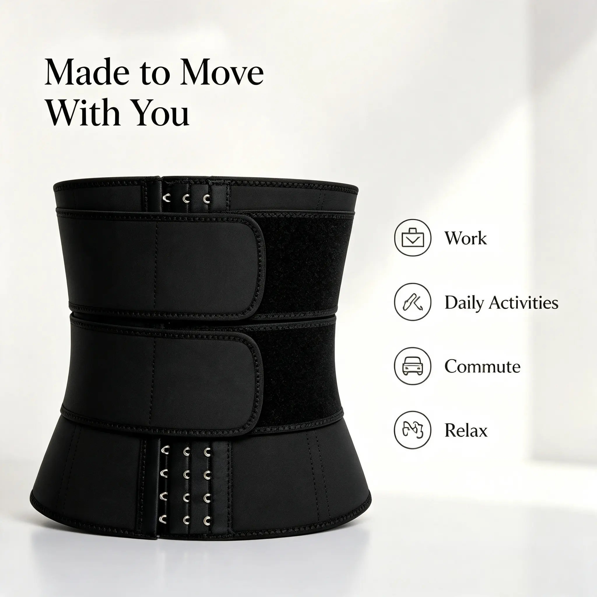 Double Band Waist Cincher Belt,Adjustable Hook & Eye Closure Neoprene Waist Support Wrap,Dual Velcro Straps Midsection Compression Band,Discreet Under Outfits for Daily Casual,Men & Women Comfort Core Stabilization Waist Strap