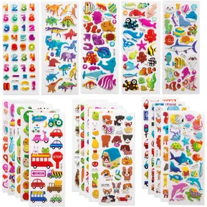 560pcs Cute & Colorful Stickers – 3D Fluffy Designs with Letters, Numbers, Butterflies, Fish, Dinosaurs & More – Reusable Polyethylene Stickers for Notebooks, Laptops and More, Playful Glossy Funny Sticker Accessories, Sticker Sheets