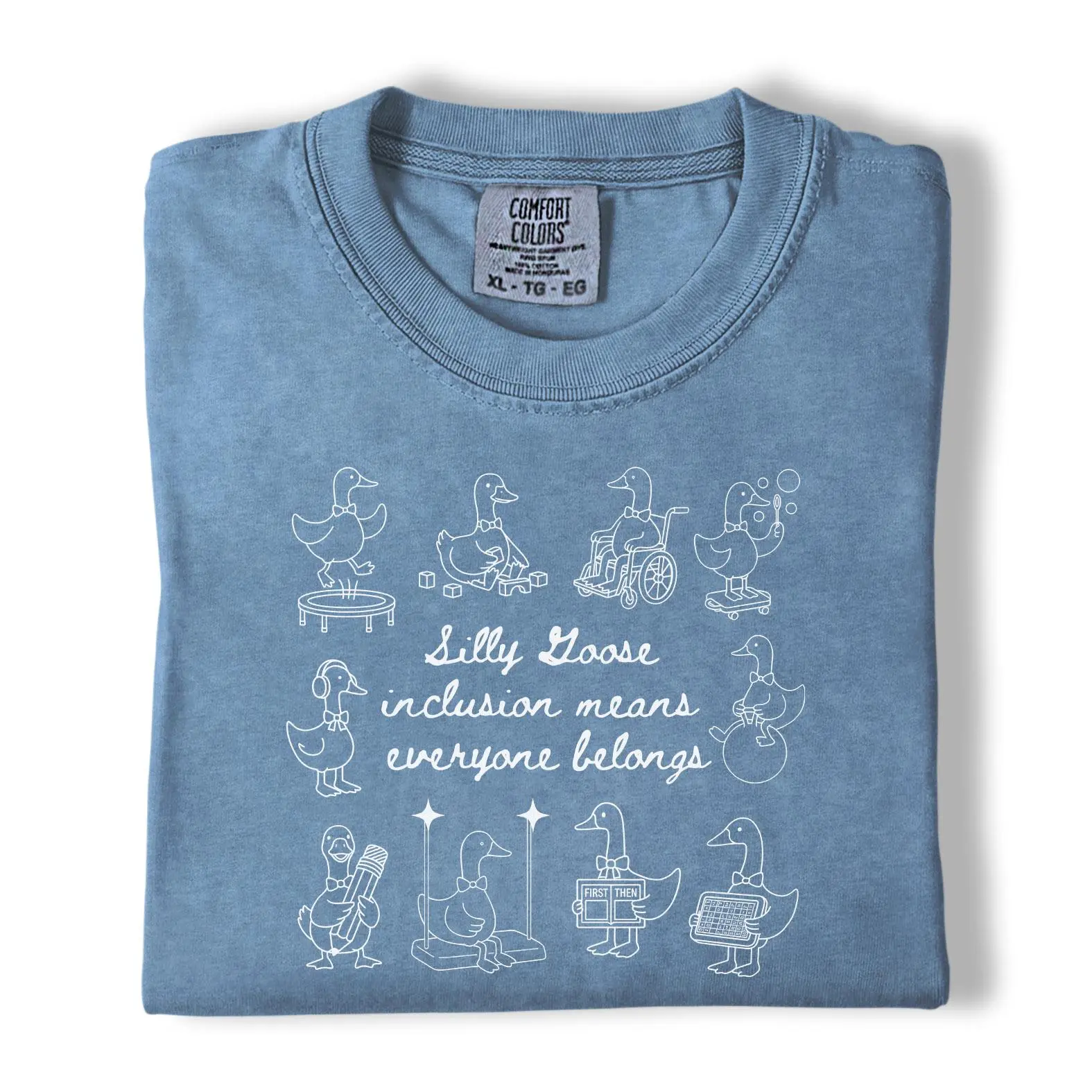 Comfort Colors Silly Goose Inclusion Means Everyone Belongs Shirt, Special Education Teacher Shirt, Inclusive Classroom Graphic Tee, SPED Teacher Shirt
