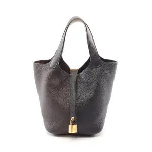 Pre-owned HERMÈS Calfskin Shoulder Bags Hermes Picotin Lock PM Tricolore Taurillon Clemence Handbag