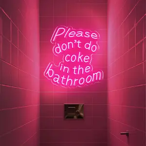 funny neon sign, bathroom neon sign, please don't do coke in the bathroom neon sign, led neon light, bathroom wall decor, apartment aesthetic decor, dimmable neon sign, bar neon light, LC SIGN neon sign