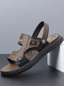 Men's Open-Toe Sandals, Dual Buckle Closure, Contoured Footbed, Ideal for Warm Season, Full-Day Comfort, Supportive Design