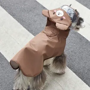 Pet rain coats with cartoon designs frog, chicken, bear, pig and panda