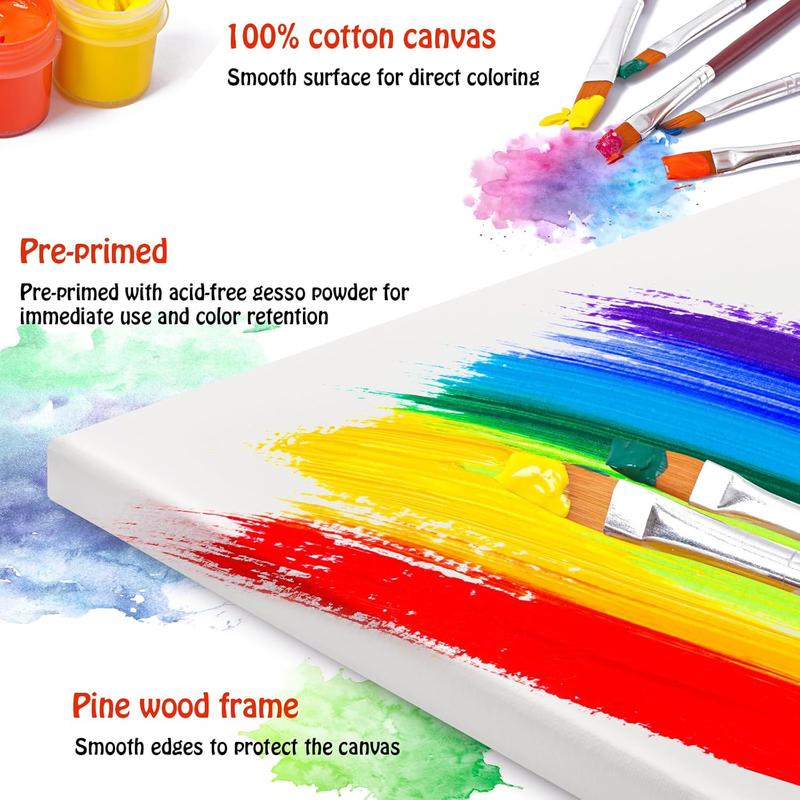 Stretched Canvas for Painting - 8x10 Inch/20 Canvas Value Pack - Triple Primer Acid Free  Cotton Blank Canvas for Painting Supplies Oil and  Pouring Art Watercolor