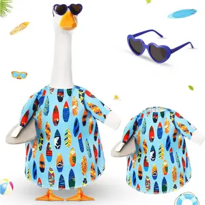2 Pcs Summer Goose Outfit for 23'' Lawn Porch Goose Outfit Sunglasses and Surfboard Clothing for Summer Beach Party Outdoor Garden Yard Decor