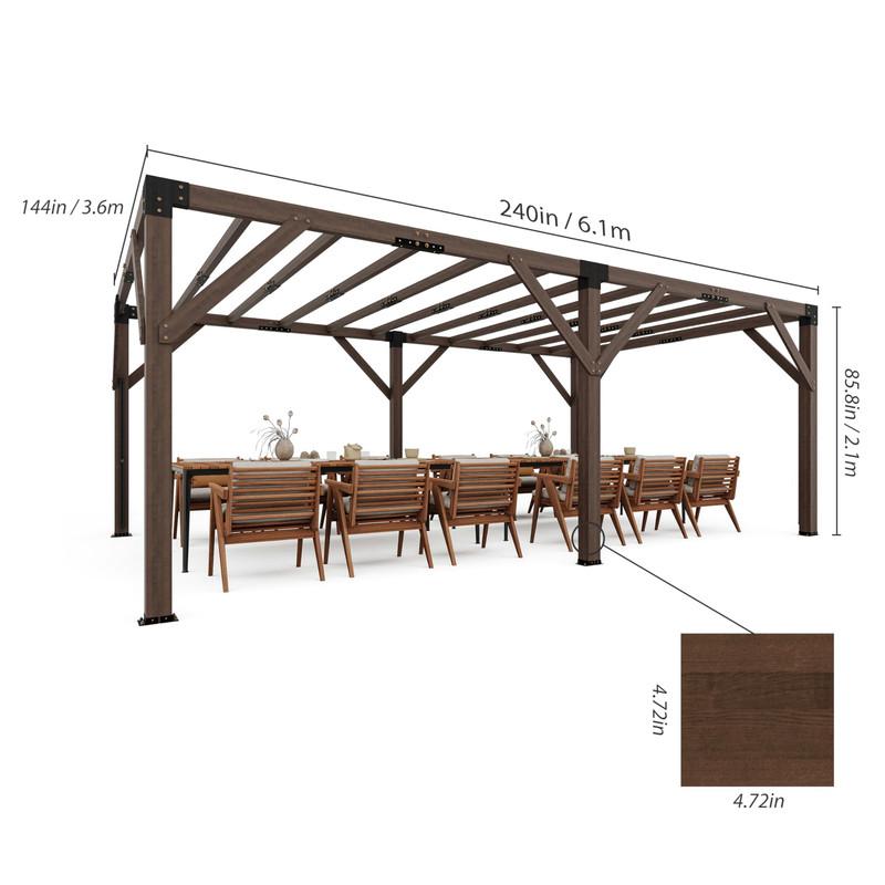 GAOMON 12 Ft x 20 Ft x 7.5 Ft Cedar Pergola Outdoor Wood Pergola with Canopy, Solid Structure Shelter for Deck, Garden, Backyard, and Lawn (Reddish-Brown)