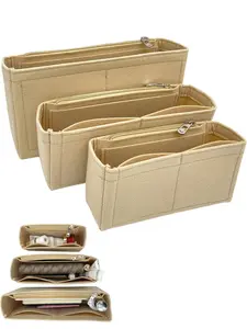 Solid Felt Insert Purse Organizer with Zipper, Multipurpose Tote Organizer, Minimalist Handbag Tote Shaper Insert for Shoulder Bag, Travel Essentials Bag, Bag Accessories