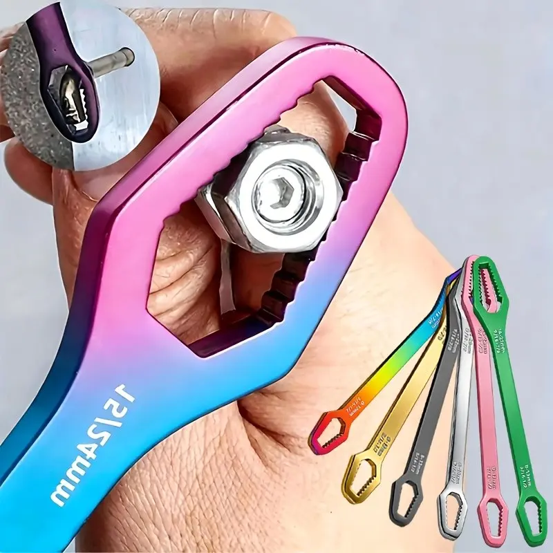 2pcs Multifunctional Torx Wrench, Adjustable Self-Tightening Dual End Carbon Steel Wrench with Portable Handle, for Car Repair Automotive Bike Motorcycle & Home Universal Tools (6 Color)