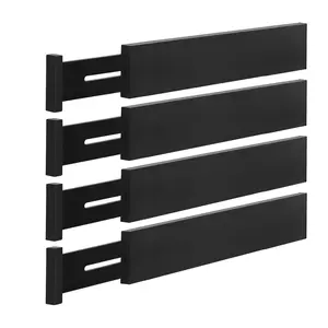 12–17" Bamboo Drawer Dividers, 4-Pack Adjustable Expandable Drawer Organizers for Kitchen, Clothes, Dresser, Bedroom, Bathroom & Office Storage