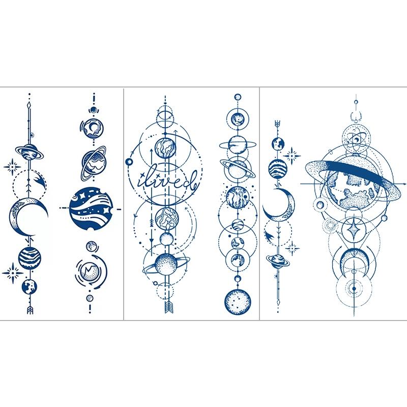 Revolutionary Semi-Permanent Galaxy Temporary Tattoo Stickers, Waterproof Long-Lasting Solar System Design, Realistic Plant Formula, Unisex