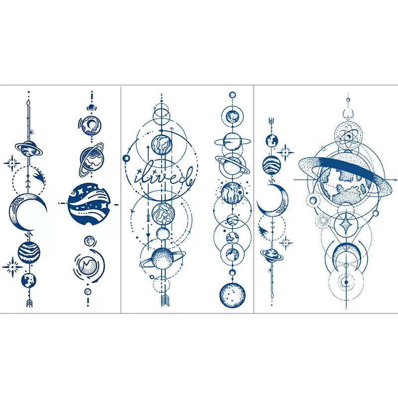 Revolutionary Semi-Permanent Galaxy Temporary Tattoo Stickers, Waterproof Long-Lasting Solar System Design, Realistic Plant Formula, Unisex