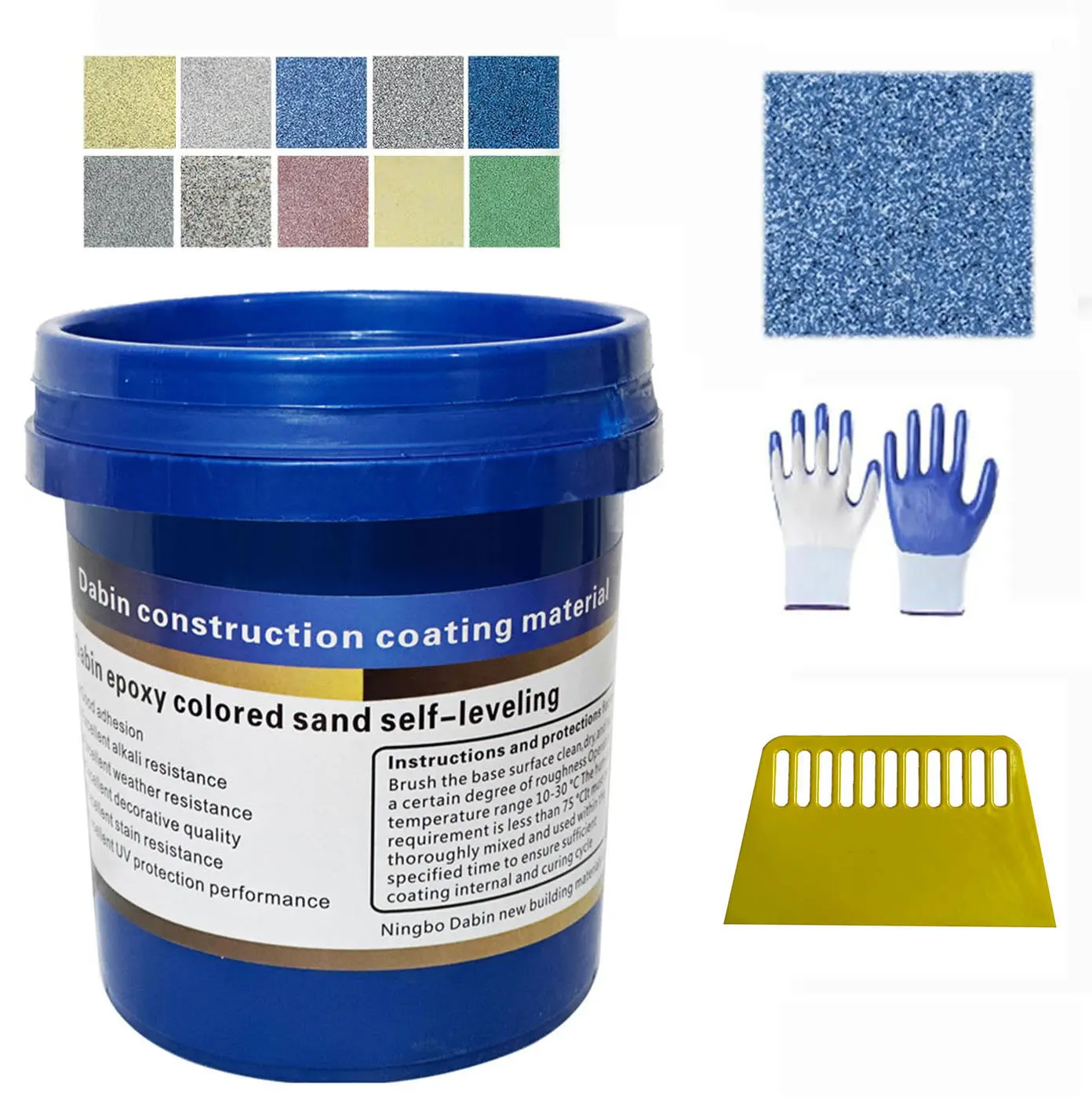 New Floor Coating, Epoxy Colored Sand Floor Paint, Waterproof Concrete Floors Paint, High Gloss Marble Effect
