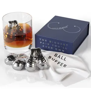 Whiskey Gifts for Men - Gag Gift Set of 2 with Whiskey Stones Balls, Cold As Balls Drinkware