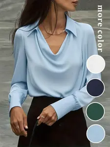 Classic Button Detail Slim Fit Long Sleeve Shirt, Fall Fashion, Women's Dress, Business Casual, Vintage Style, Office Wear