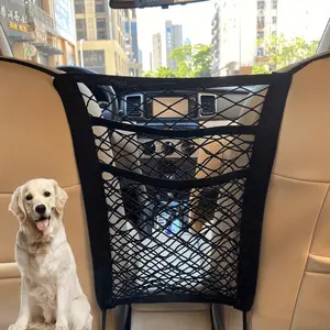 1pc Car Storage Net Bag Between Seats Car Divider Pet Barrier Stretchable Elastic Mesh Bag Organizer Auto Accessories