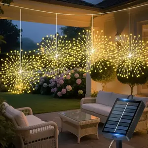 4 Piece Hanging Solar Firefly Light, 4 DIY-Shape Firefly Lights, 8 Lighting Modes, Perfect for Gardens, Courtyards, and Valentine's Day Decor, Solar Firework Light, Solar Outside Lights