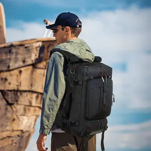 RISSA GEAR Large Outdoor Travel Backpack, with Shoe Compartment, Laptop Compartment, USB Port, Suitable for Women and Men, Hiking, Black, Travel Backpack