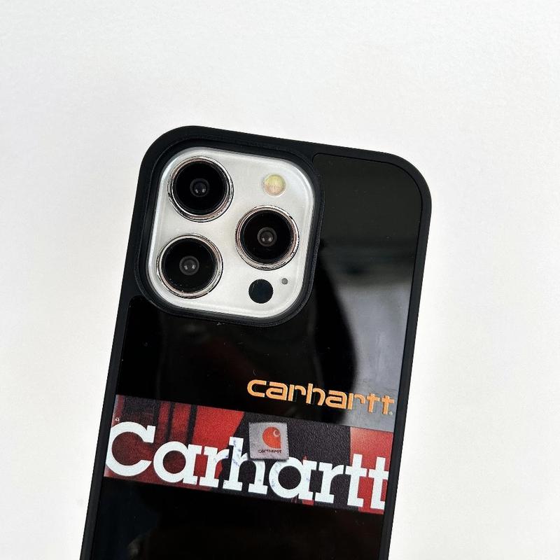CARHARTT Mirror Phone Case – Hard Plastic Reflective Back Cover for iPhone 12 13 14 15 16 Pro & Pro Max, Stylish Anti-Scratch Protective Case