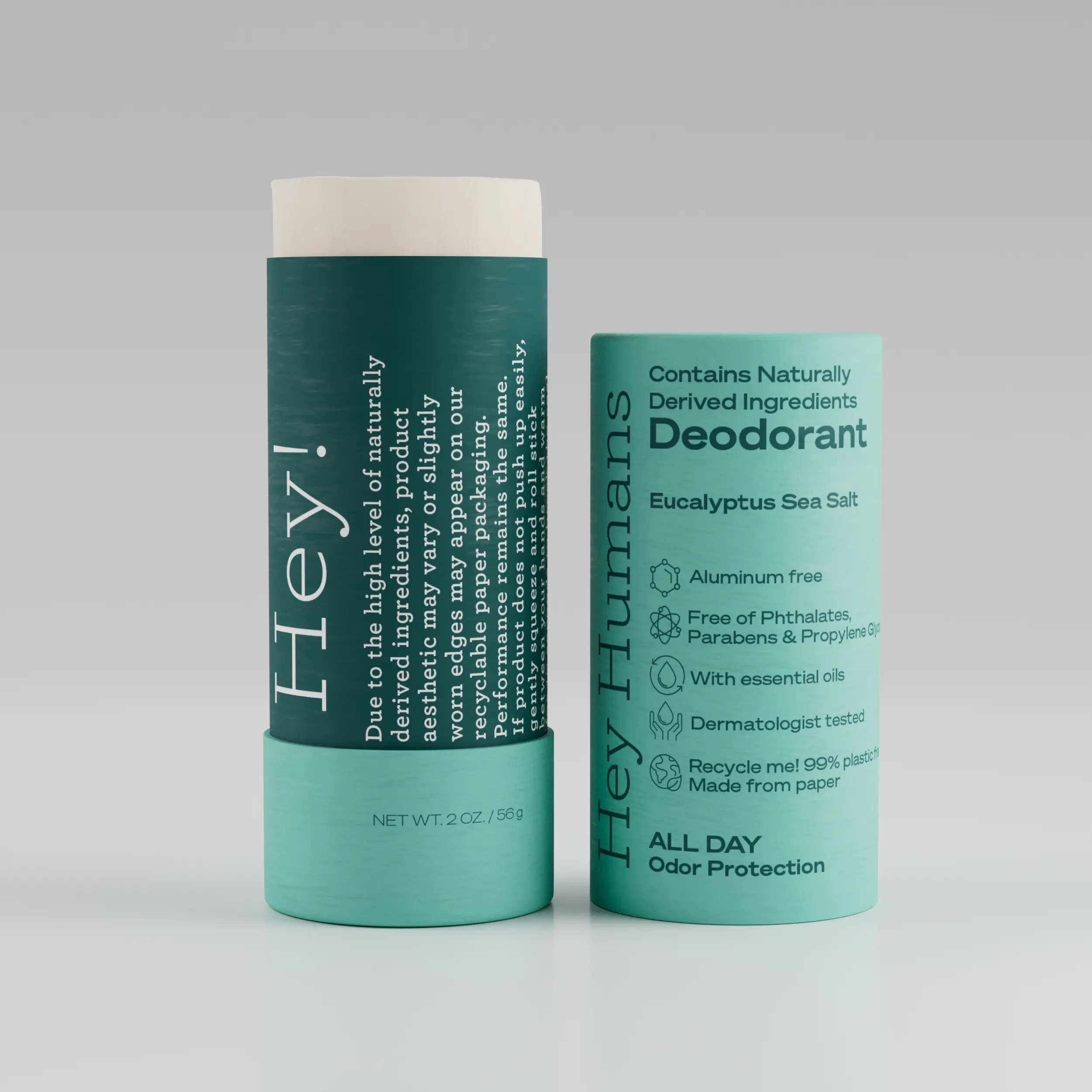 Hey Humans Non Toxic Deodorant in Plastic Free Packaging Eucalyptus Sea Salt
