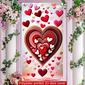 2D flat banner, 1pc3D Quilling Heart Backdrop, Layered Paper Hearts Romantic Valentine's Day Decor, Floating Hearts Party Decoration for Love Theme Eventsgalentines party decor, valentine day decor, decorations for valentines day