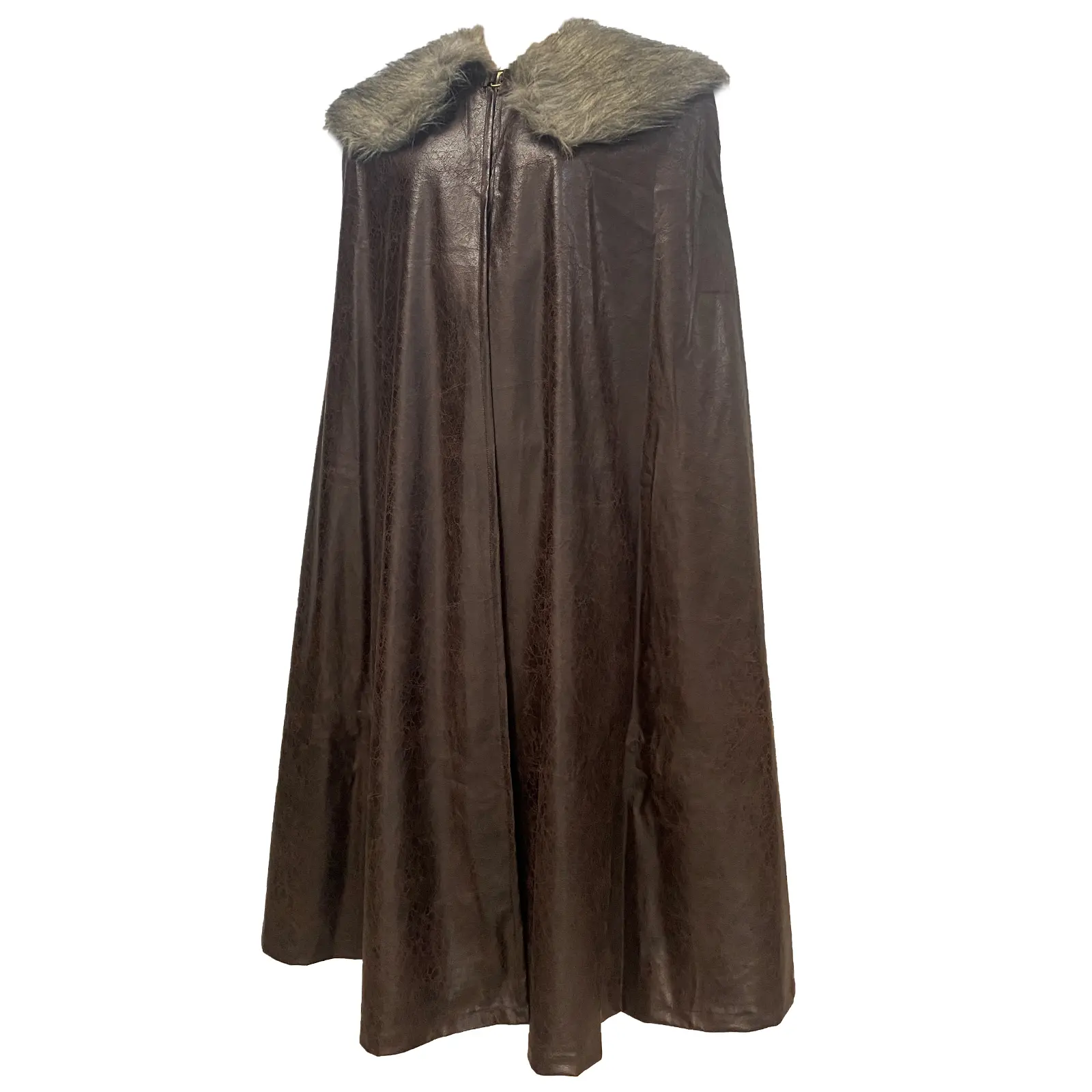 HiiFeuer Medieval Barbarian Cloak - Artificial Fur Shawl, Wrap Collar Viking Warrior Cape for Renaissance Role Play Clothes (Dark Brown)