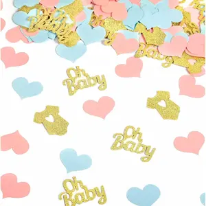 240 Pieces Heart Glitter Baby Clothes Confetti Gender Reveal Baby Shower Party Table Decoration for Wedding Decor Pink Blue Gold