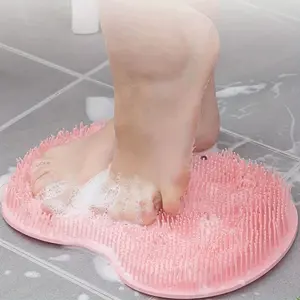 Silicone exfoliating bath massage scraper, anti-slip bath brush pad, foot cleaning brush, bathroom tool pad, back scrubber suction cup brush