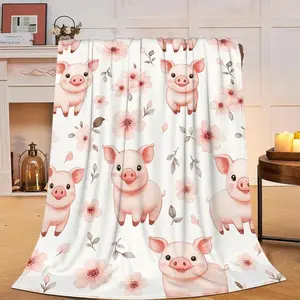 Pig Blanket Super Soft Warm Fluffy Flannel Pink Animal Throw Blanket Cozy Fuzzy Plush Stuff Bedding Blankets Gifts for Women Kids Boys Girls Adults