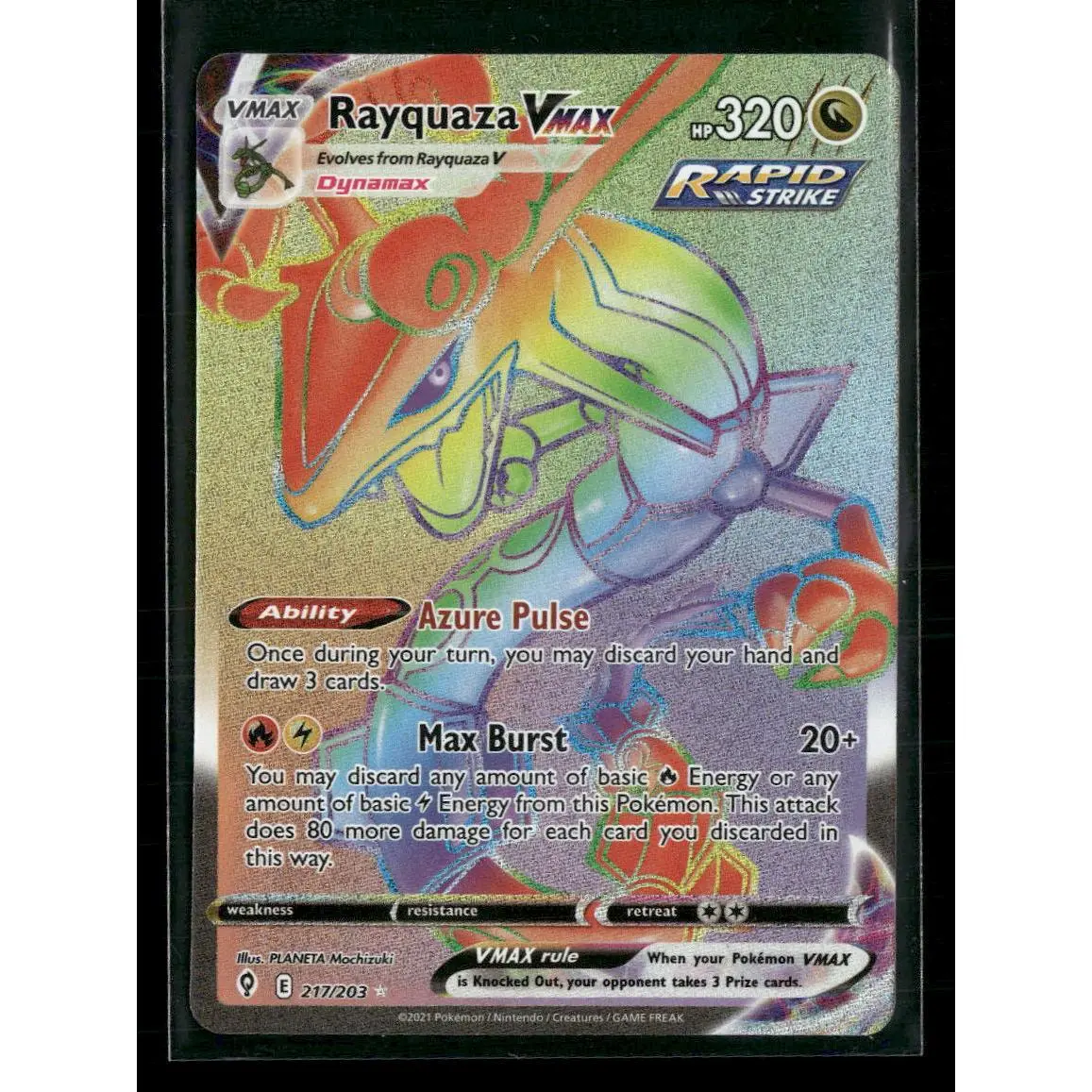 SWSH07: Evolving Skies Rayquaza VMAX (Secret) #217/203
