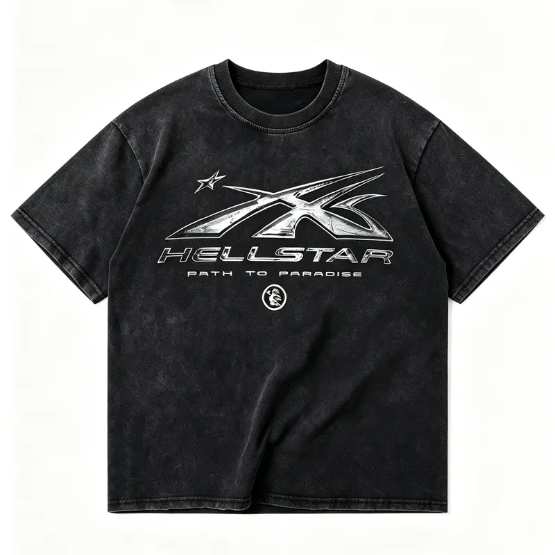 Men Women Summer Tropical Trendy Casual Short Sleeve T-Shirt, Vintage Dark Streetwear Washed Tie-Dye Star Flame Graphic Crewneck Tee, Unisex Fashion Street Style Top, Menswear Apparel