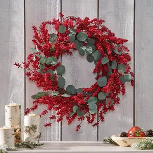 Christmas Wreaths for Front Door Decor for Wall, Window or Mantel 29" EUCALYPTUS/BERRY WREATH